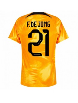 Nederländerna Frenkie de Jong #21 Replika Hemmakläder VM 2022 Kortärmad